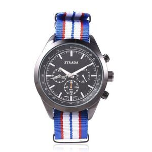 STRADA Watch with Multi Color Stripe Nylon Strap
